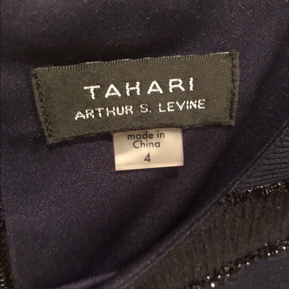 Tahari Sparkle Metallic Stripe Fit Flare Dress 4 - Picture 6 of 7